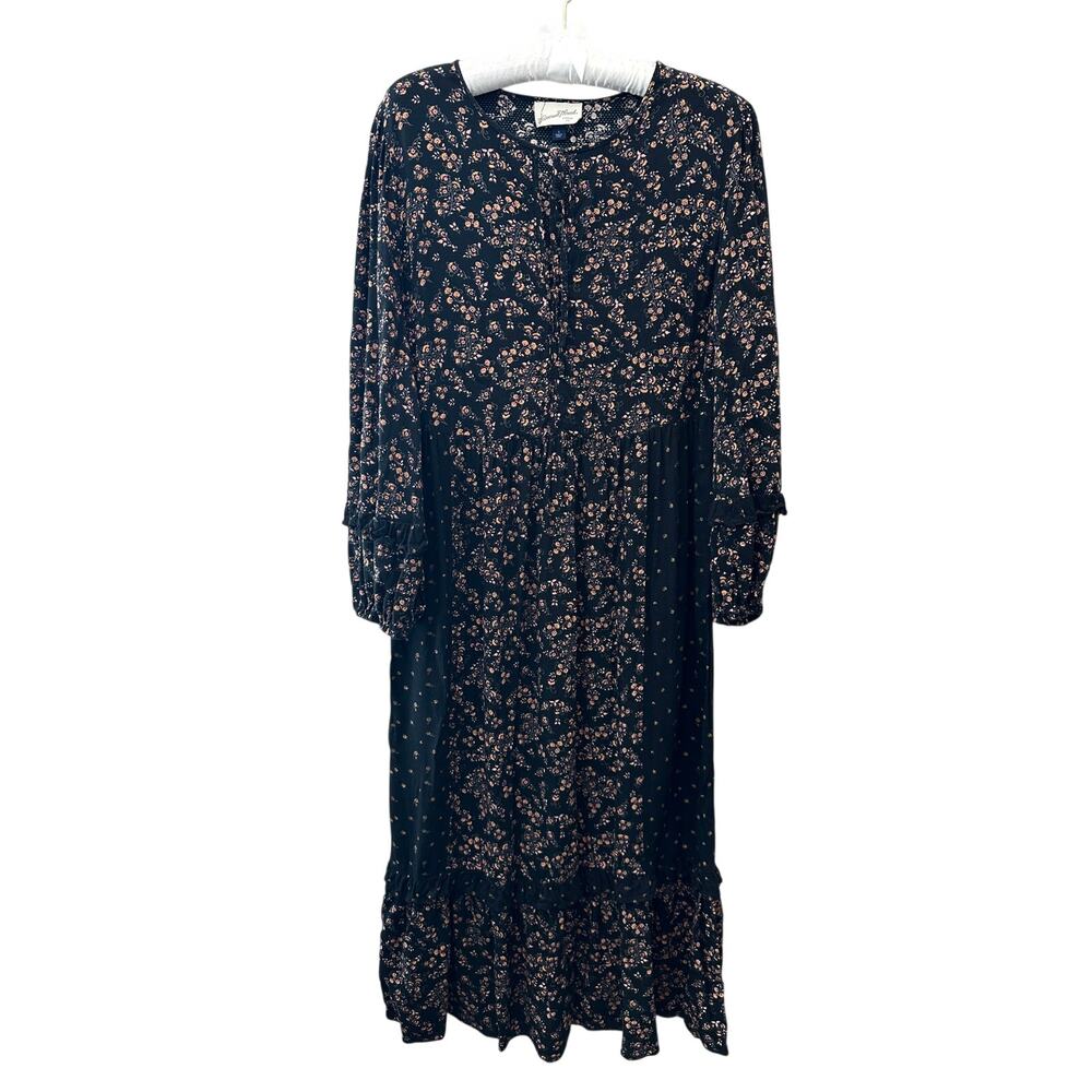 UNIVERSAL THREAD Black Floral Boho Prairie Midi Dress Cottagecore Small